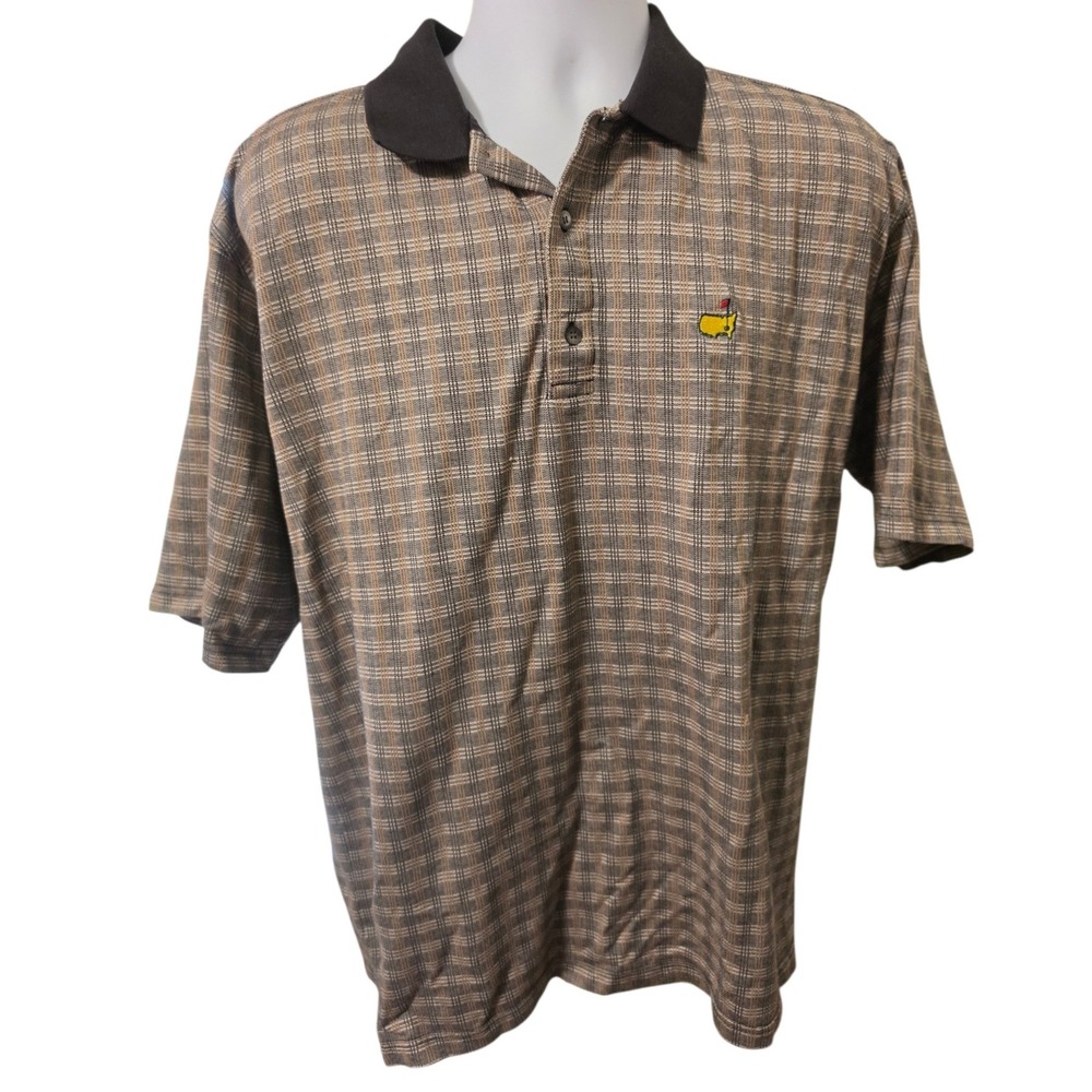 Augusta National Golf Shop Slazenger Masters Polo‎ Shirt Mens Large Plaid Cotton